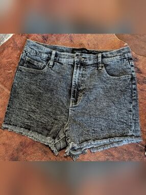 Kendall + Kylie The Drifter High Rise Distressed Black Acid Wash Jean Shorts